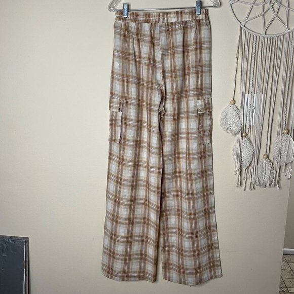 PrettyLittle Thing Ultra High Rise Wide Leg Plaid Women's Pants Size 8 - Picture 5 of 13